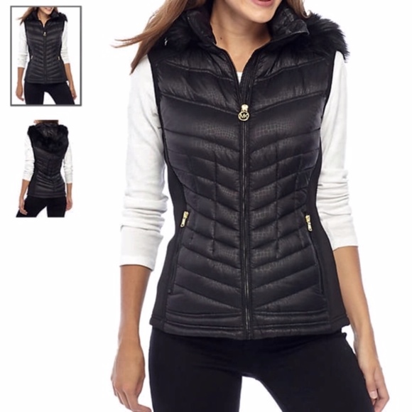 MICHAEL Michael Kors Jackets & Blazers - NWT MICHAEL Kors Black Fur trim hood Vest S